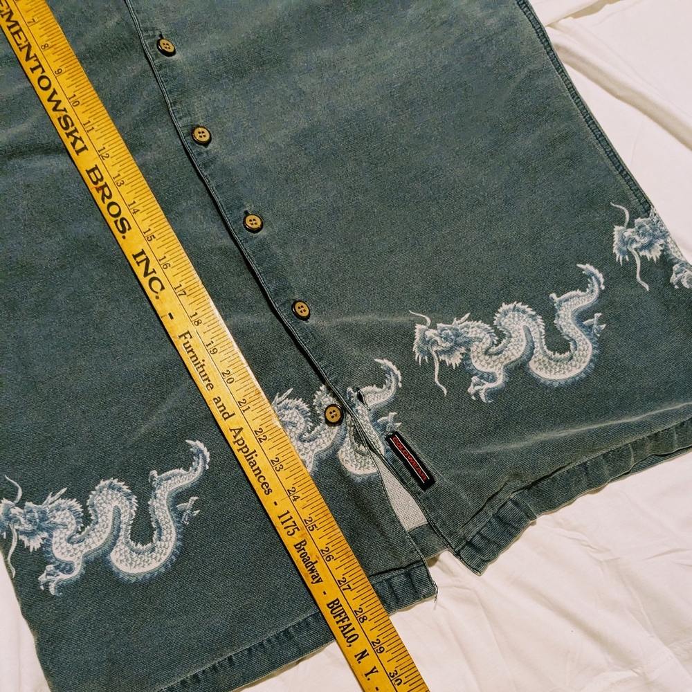 Vintage Colo Wear Button Down Shirt Short Sleeve Cotton Dragon Print Y2K  Medium - Picture 9 of 10